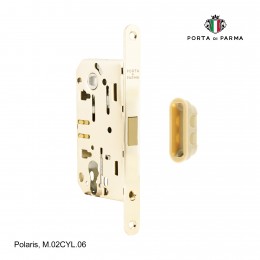 Замок врезной магнитный под цилиндр Porta Di Parma, Polaris M.02CYL.06, Полированное золото