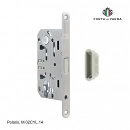 Замок врезной магнитный под цилиндр Porta Di Parma, Polaris M.02CYL.14, Матовый никель