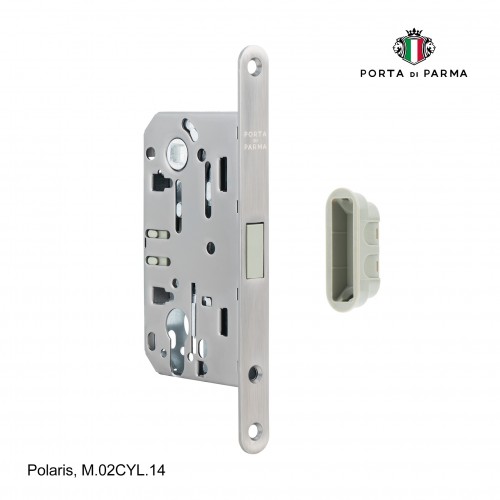 Замок врезной магнитный под цилиндр Porta Di Parma, Polaris M.02CYL.14, Матовый никель