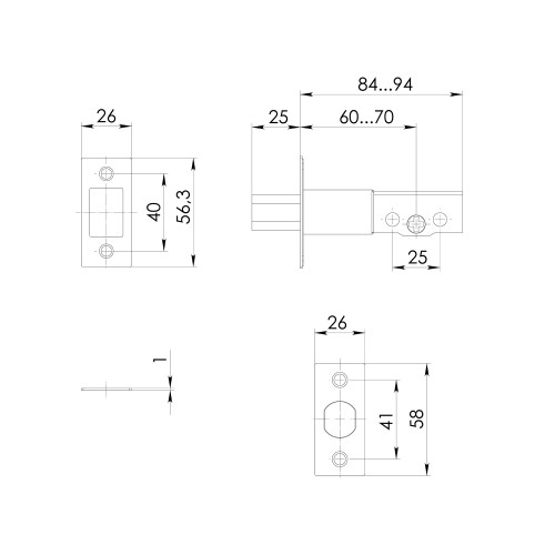 Замок Ajax (Аякс) врезной DK.002 BK SN мат.никель