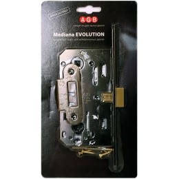 B01103.50.12.567 – Безшумный замок AGB Mediana Evolution для дверей под евроцилиндр, АНТИЧНАЯ БРОНЗА (BOX с ответной планкой)