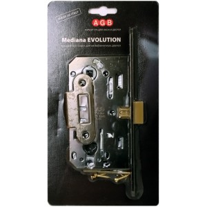 B01103.50.12.567 – Безшумный замок AGB Mediana Evolution для дверей под евроцилиндр, АНТИЧНАЯ БРОНЗА (BOX с ответной планкой)