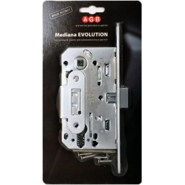 B01103.50.34.567 – Безшумный замок AGB Mediana Evolution для дверей под евроцилиндр, МАТОВЫЙ ХРОМ (BOX с ответной планкой)