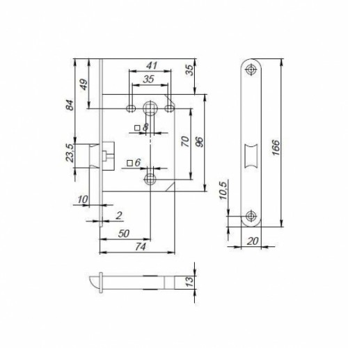 Защелка Punto (Пунто) PLASTPL72-R20 (PL72-R20) (врезная) SN мат. никель тех.упаковка без ответной планки