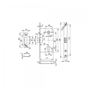 Корпус Fuaro (Фуаро) врезного замка c защёлкой PLASTP85C-50 (P85C-50) SSC сатинированный хром
